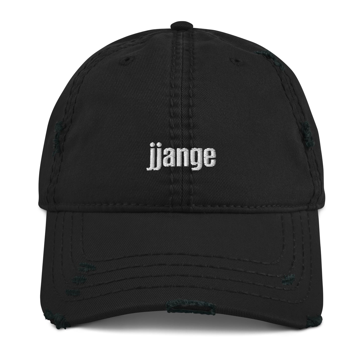 "jjange" Embroidered Logo Distressed Baseball Cap