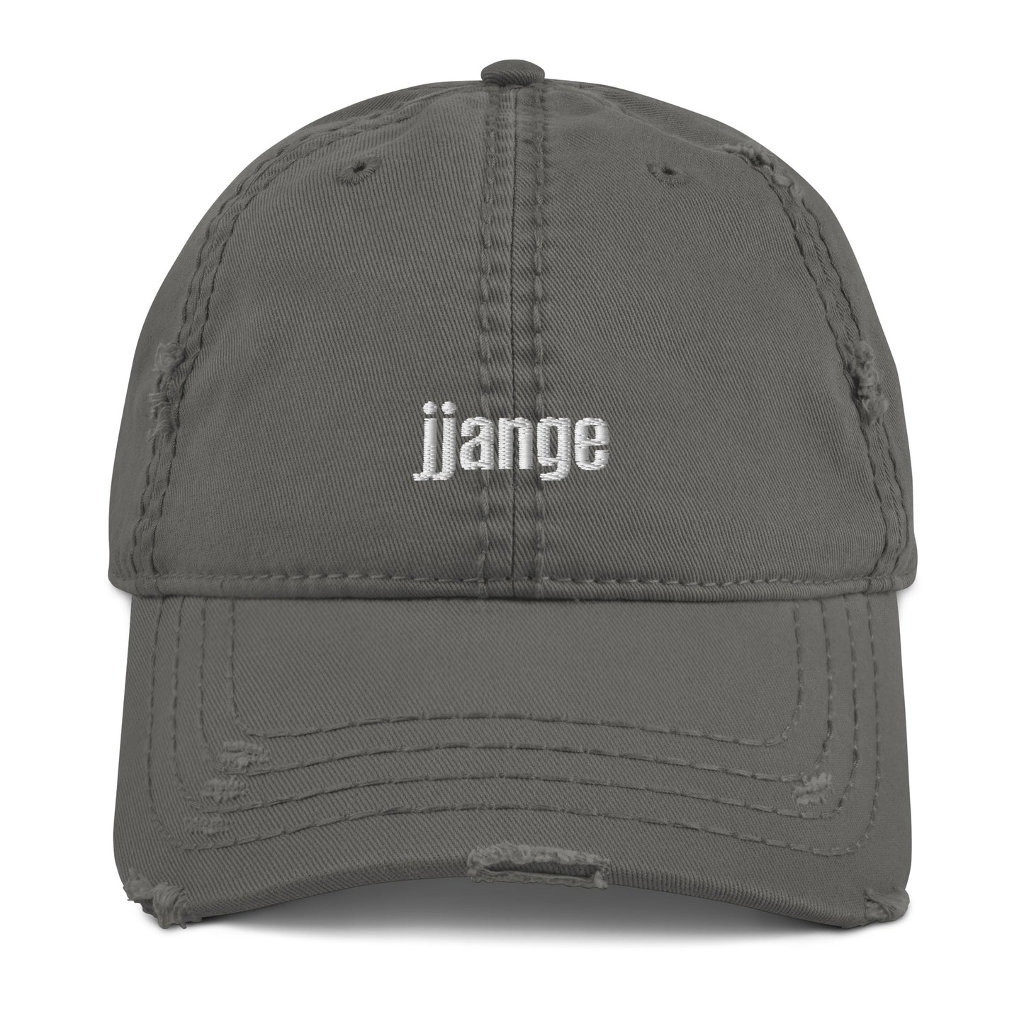 "jjange" Embroidered Logo Distressed Baseball Cap