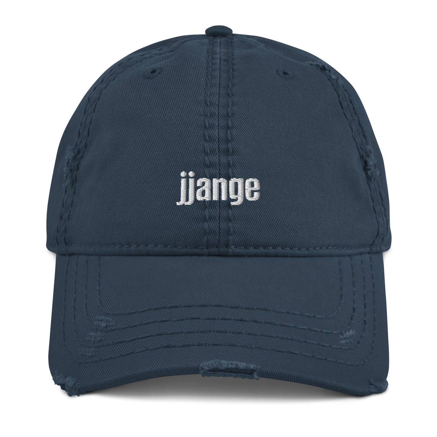 "jjange" Embroidered Logo Distressed Baseball Cap