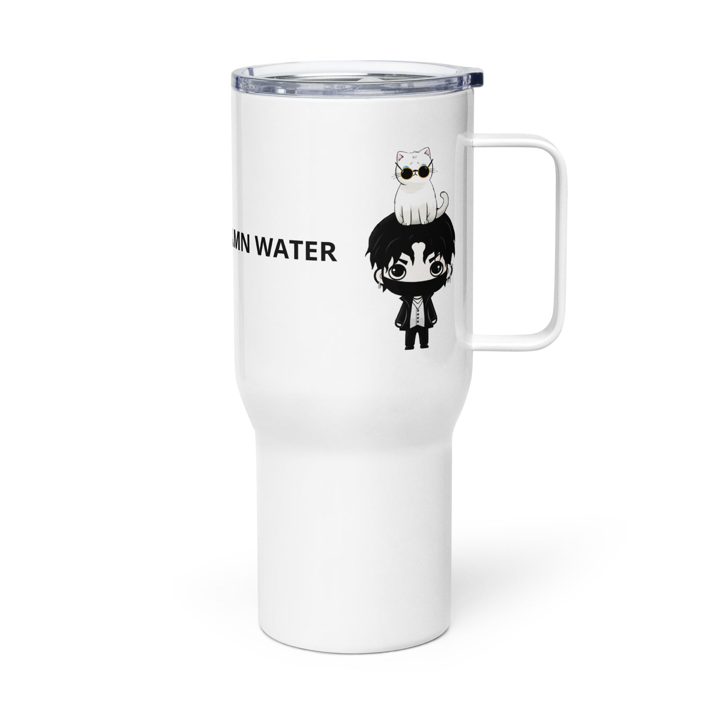 JJang E x Mochi "DRINK YOUR DAMN WATER" Travel mug with a handle